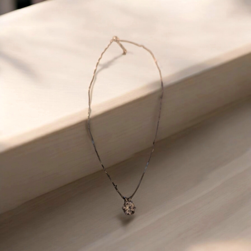 6.5mm Moissanite Diamond Pendant and 16inch Necklace with 2inch extender